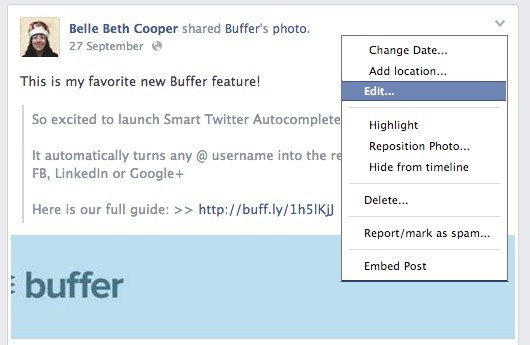 facebook changes - editing